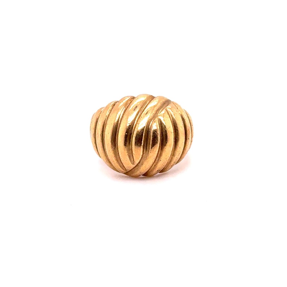 Vintage 14k Yellow Gold Shrimp Dome Ribbed Statement Ring Size 6 6.3g